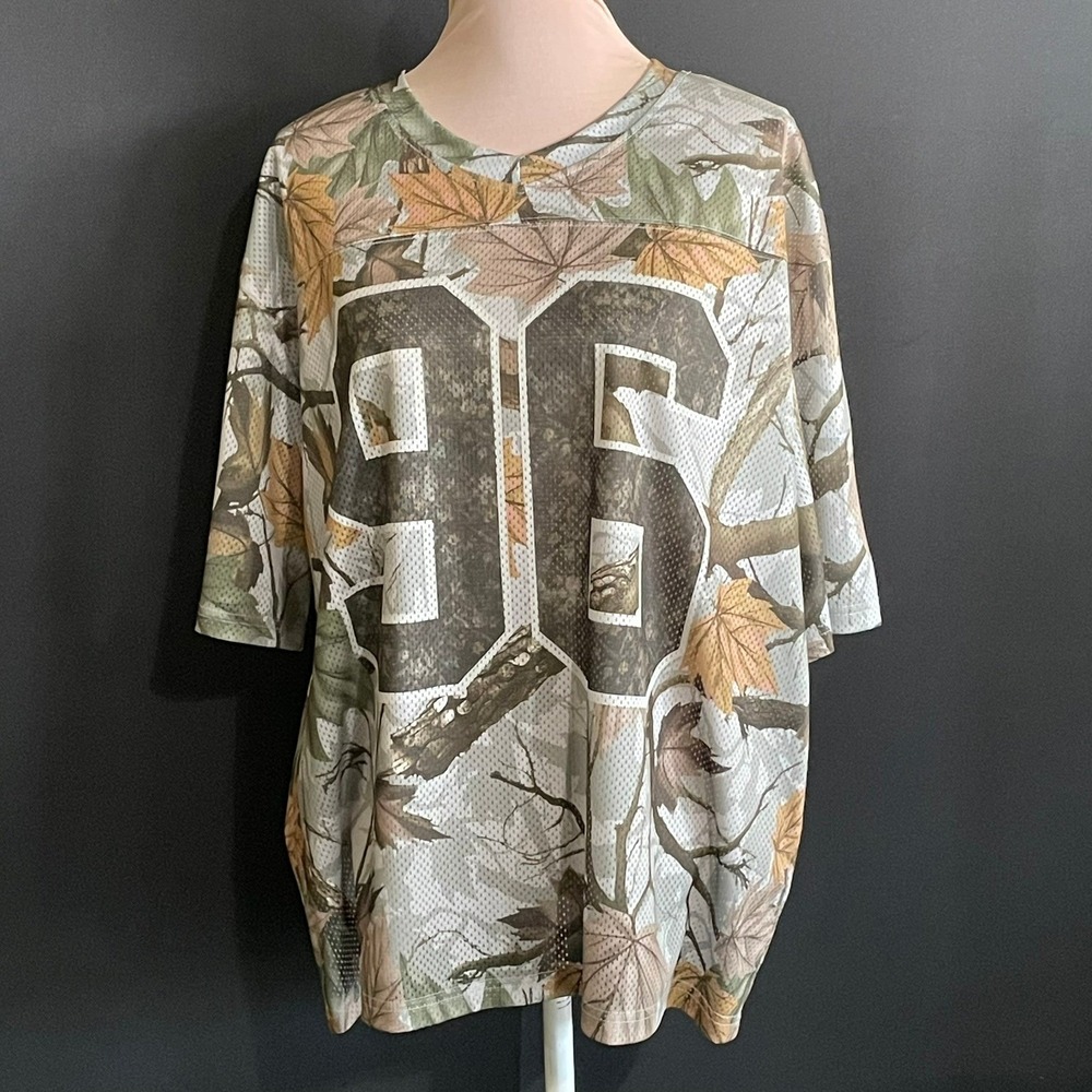 Birdie Mesh Jersey Unisex Large Camo Leaf 96 Graphic Good Streetwear V-Neck